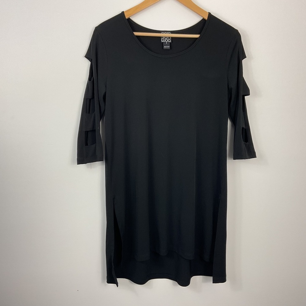 Clara Sun Woo Black Ladder Sleeve Tunic Size Small
